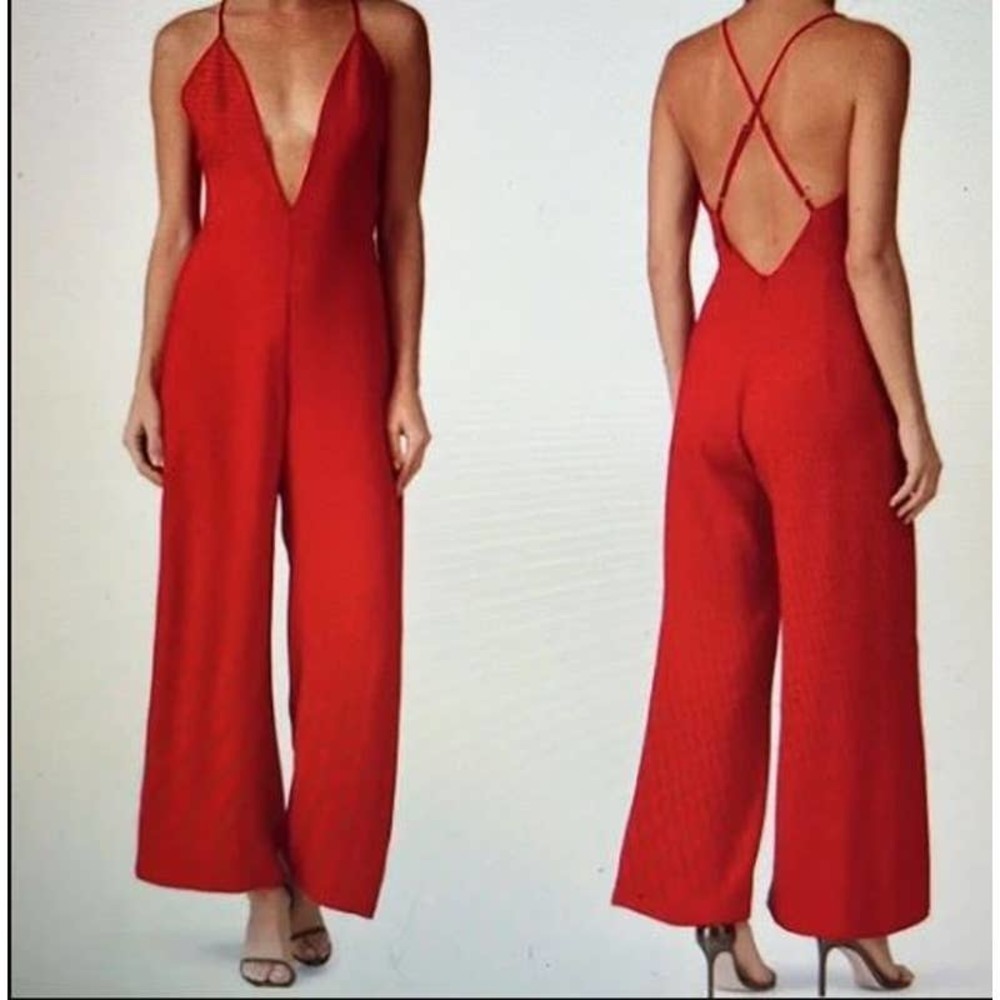 Stylestalker Womens Spaghetti Strap Halter Jumpsuit Crossback Sleeveless Size 2